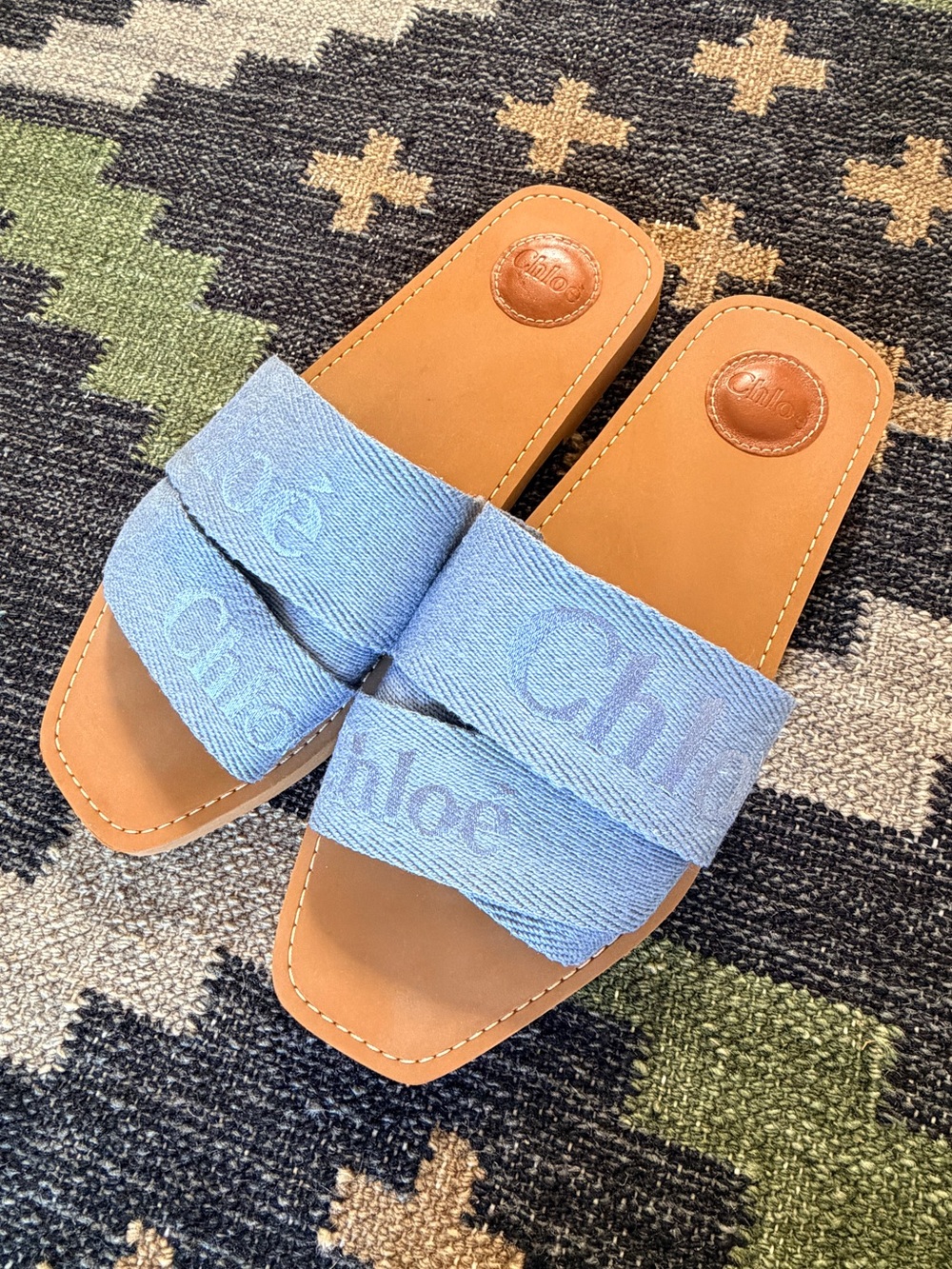 Chloé Woody Flat Slide Sandals Size 42 Washed Blue Fits like 9-9.5! - Picture 4 of 11